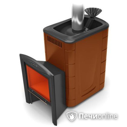 Дровяная банная печь TMF Гейзер 2014 Inox Витра  Терракота в Добрянке