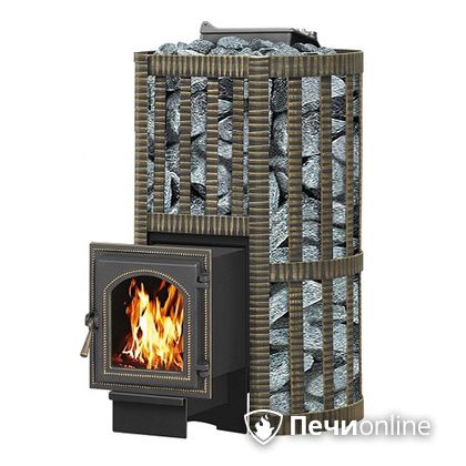 Дровяная банная печь Везувий Ураган Ковка 22 (270) с закрытой каменкой чугун в Добрянке