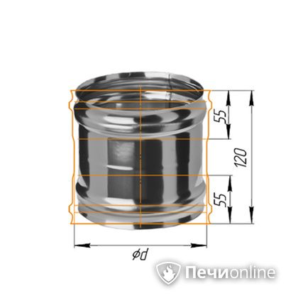 Дымоход Феррум Адаптер ММ для печи нержавеющий 08 d-115 в Добрянке