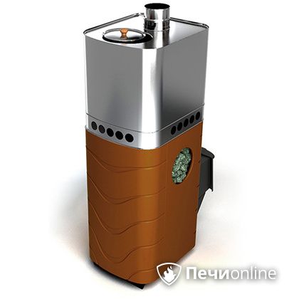 Дровяная банная печь TMF Бирюса 2013 Carbon терракота с закрытой каменкой в Добрянке