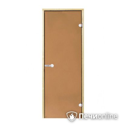 Дверь для бани Harvia Стеклянная дверь для сауны 7/19 коробка сосна бронза  D71901М в Добрянке