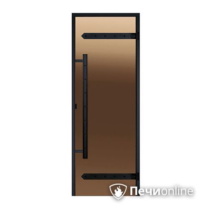 Дверь для бани Harvia Стеклянная дверь для сауны LEGEND 8/19 черная коробка сосна бронза  D81901МL в Добрянке